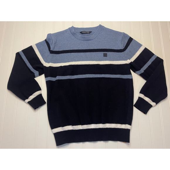 Mayoral Nukutavake Striped Blue Wool Blend Sweater - Size Boy's 12 - Picture 1 of 5